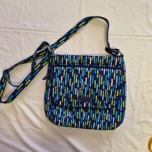 Vera Bradley Quilt Crossbody Bag Blue Green Multicolor Pattern Adjustable Strap